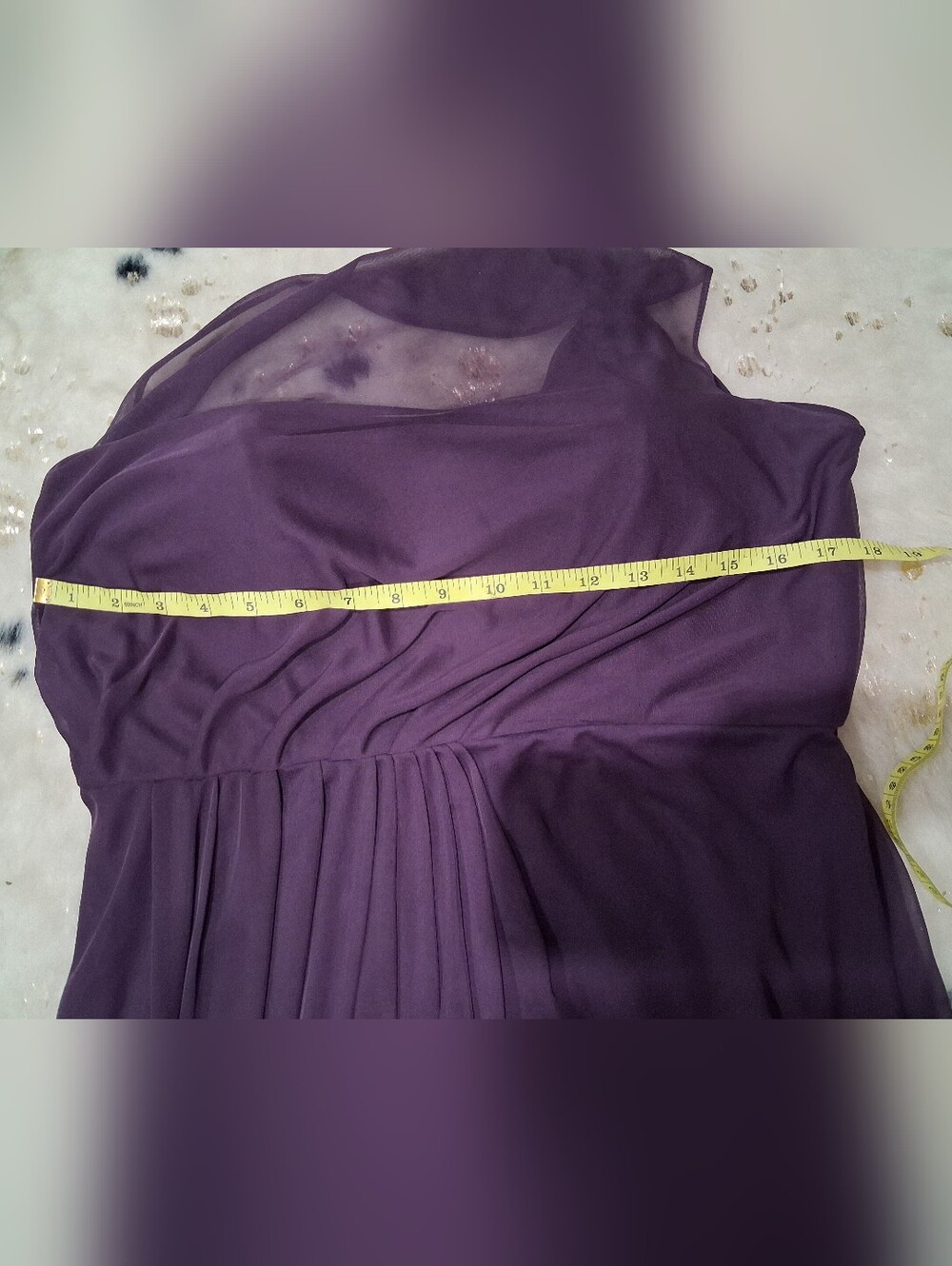 David's Bridal Deep Plum Maxi Dress with Draped Front - Picture 7 of 8